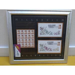 2000 USPS Millennium Stamp Sheet 33¢ Framed Art 17x15 Postal Collectible Display
